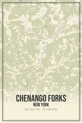 Retro US city map of Chenango Forks, New York. Vintage street map.