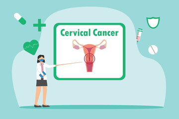 Female doctor showing a picture of cervical cancer