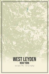 Retro US city map of West Leyden, New York. Vintage street map.