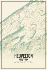 Retro US city map of Heuvelton, New York. Vintage street map.