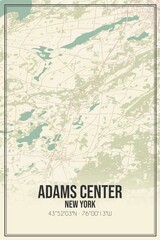 Retro US city map of Adams Center, New York. Vintage street map.
