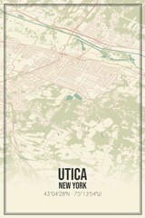 Retro US city map of Utica, New York. Vintage street map.