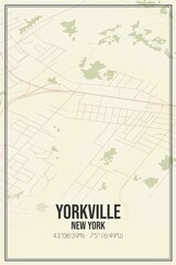 Retro US city map of Yorkville, New York. Vintage street map.