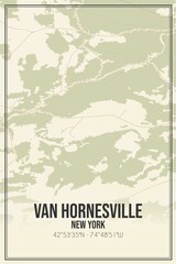Retro US city map of Van Hornesville, New York. Vintage street map.