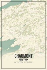 Retro US city map of Chaumont, New York. Vintage street map.