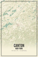 Retro US city map of Canton, New York. Vintage street map.