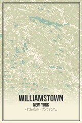 Retro US city map of Williamstown, New York. Vintage street map.
