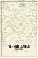 Retro US city map of Vernon Center, New York. Vintage street map.
