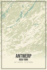 Retro US city map of Antwerp, New York. Vintage street map.
