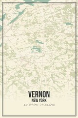 Retro US city map of Vernon, New York. Vintage street map.