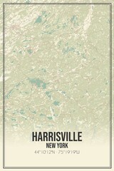 Retro US city map of Harrisville, New York. Vintage street map.