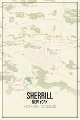 Retro US city map of Sherrill, New York. Vintage street map.