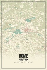 Retro US city map of Rome, New York. Vintage street map.