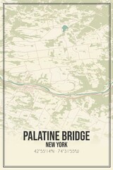 Retro US city map of Palatine Bridge, New York. Vintage street map.