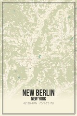 Retro US city map of New Berlin, New York. Vintage street map.