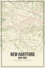 Retro US city map of New Hartford, New York. Vintage street map.