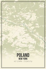 Retro US city map of Poland, New York. Vintage street map.