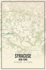 Fototapeta premium Retro US city map of Syracuse, New York. Vintage street map.