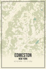 Retro US city map of Edmeston, New York. Vintage street map.