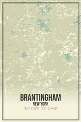 Retro US city map of Brantingham, New York. Vintage street map.
