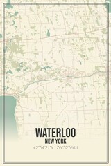 Fototapeta premium Retro US city map of Waterloo, New York. Vintage street map.