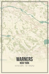 Retro US city map of Warners, New York. Vintage street map.