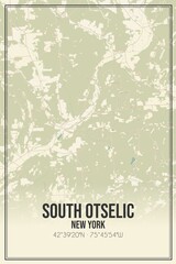 Retro US city map of South Otselic, New York. Vintage street map.