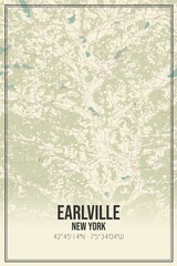 Retro US city map of Earlville, New York. Vintage street map.