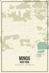 Retro US city map of Minoa, New York. Vintage street map.