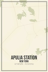 Retro US city map of Apulia Station, New York. Vintage street map.