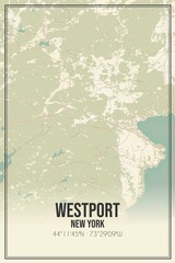 Retro US city map of Westport, New York. Vintage street map.