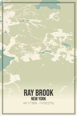 Retro US city map of Ray Brook, New York. Vintage street map.