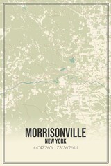 Retro US city map of Morrisonville, New York. Vintage street map.
