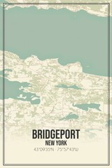 Retro US city map of Bridgeport, New York. Vintage street map.