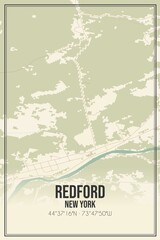 Retro US city map of Redford, New York. Vintage street map.