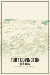 Retro US city map of Fort Covington, New York. Vintage street map.