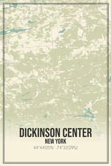 Retro US city map of Dickinson Center, New York. Vintage street map.