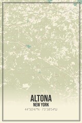 Retro US city map of Altona, New York. Vintage street map.