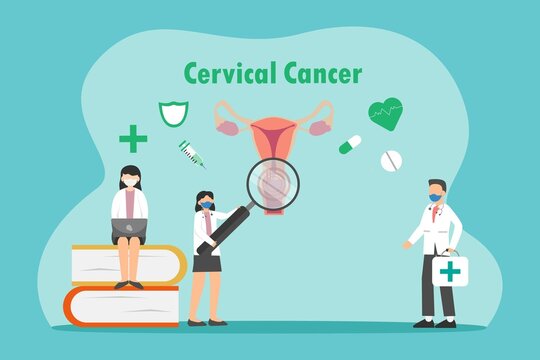 Group of doctors working to research cervical cancer