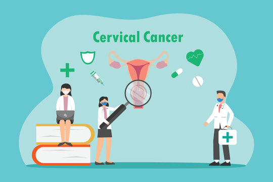 Group of doctors working to research cervical cancer