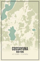Retro US city map of Cossayuna, New York. Vintage street map.