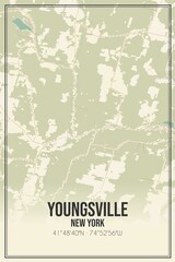 Retro US city map of Youngsville, New York. Vintage street map.