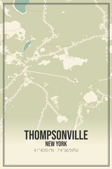 Retro US city map of Thompsonville, New York. Vintage street map.