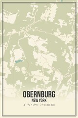 Retro US city map of Obernburg, New York. Vintage street map.