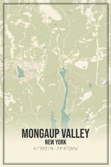 Retro US city map of Mongaup Valley, New York. Vintage street map.