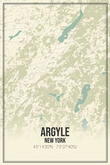 Retro US city map of Argyle, New York. Vintage street map.