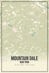 Retro US city map of Mountain Dale, New York. Vintage street map.