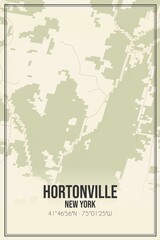 Retro US city map of Hortonville, New York. Vintage street map.