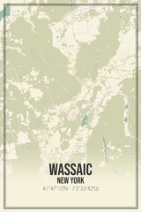 Retro US city map of Wassaic, New York. Vintage street map.