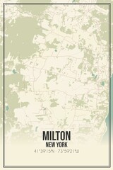 Retro US city map of Milton, New York. Vintage street map.